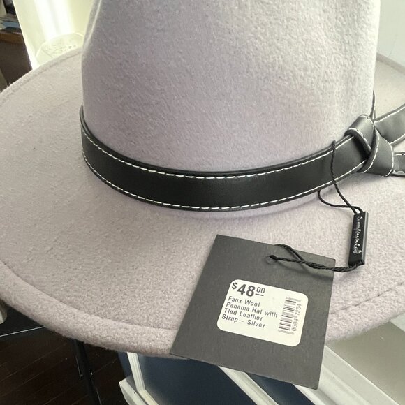 NWT Do Everything in Love Felted Panama Silver Gray Leather Band Brim Hat Unisex - Picture 6 of 6